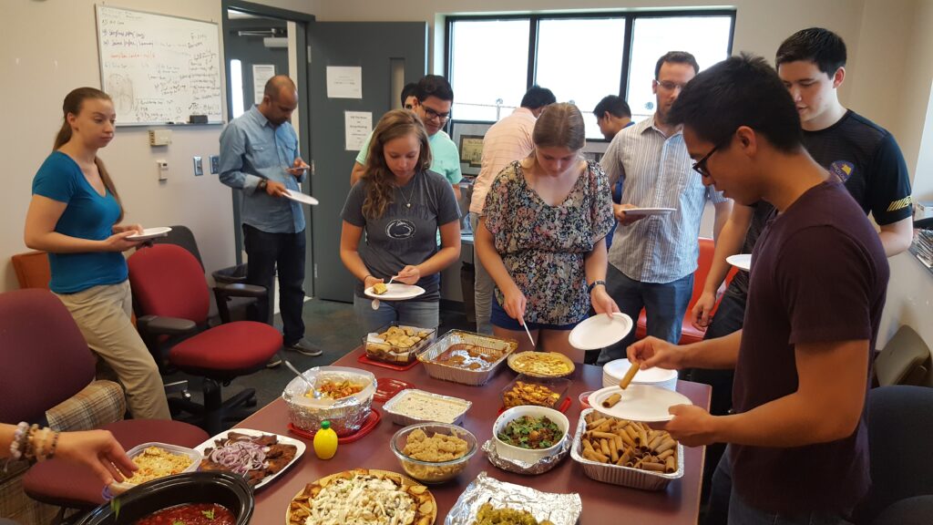 Students having a catered lunch