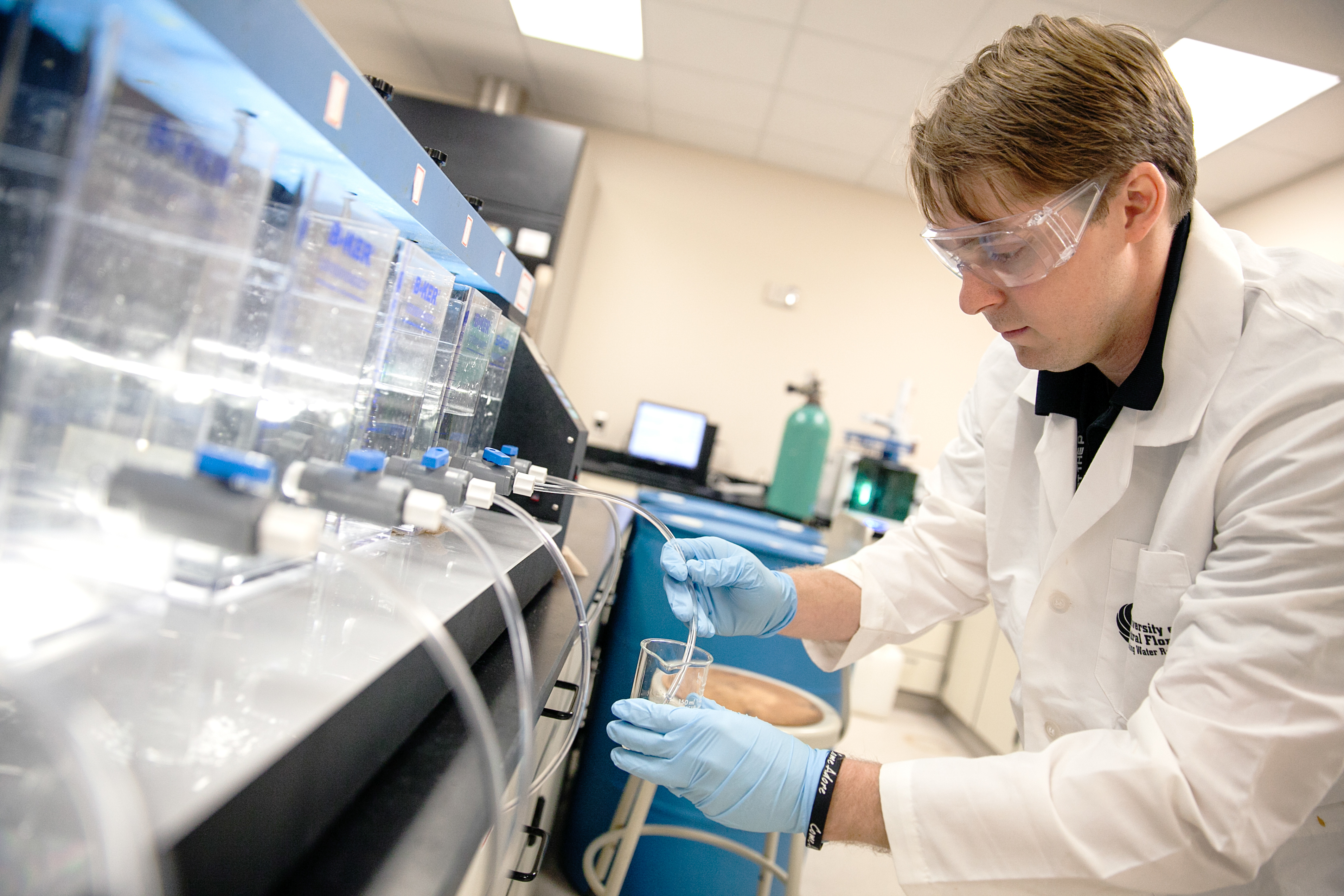 Student in lab stock photo