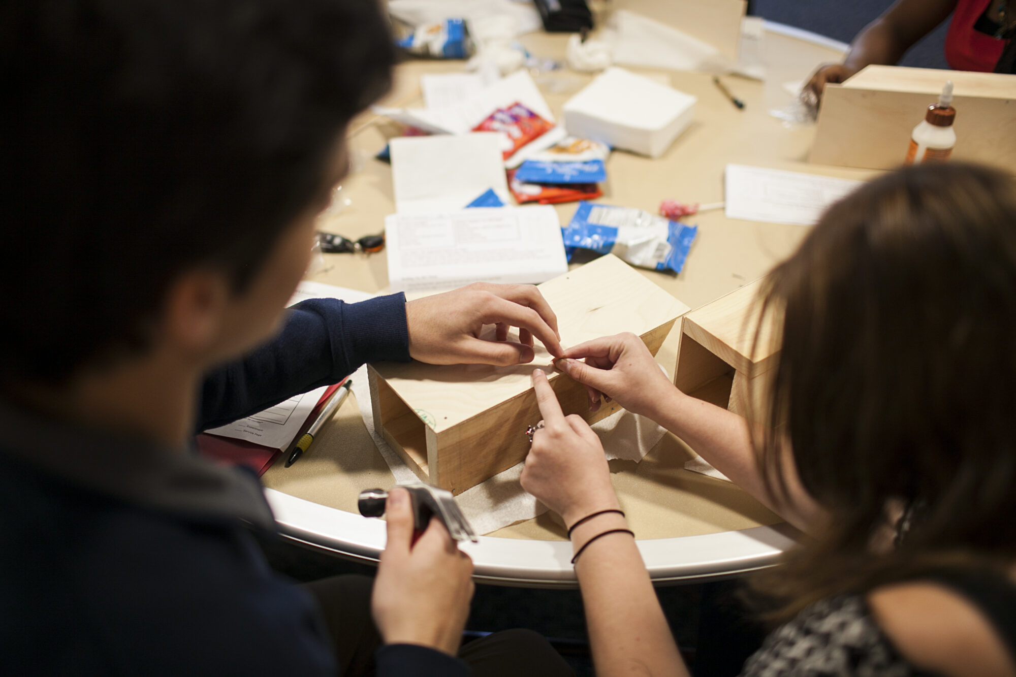 Students building a project