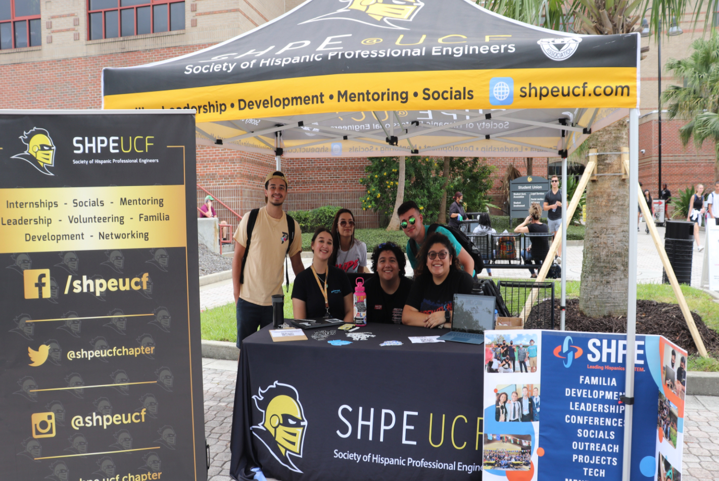 Students under tent