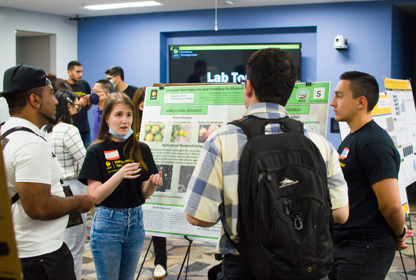 Student giving research presentation